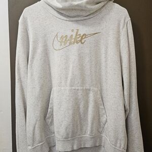 Nike Heather Gray Crowlneck Sweatshirt with Metallic Gold Logo
